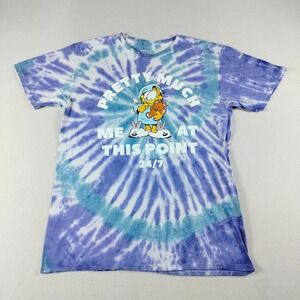 Nickelodeon T Shirt Mens Size M Purple Garfield Graphic‎ Tie Dye Short Sleeve
